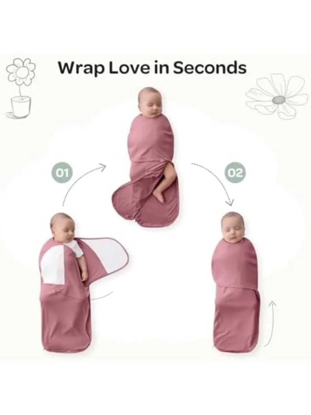 Cozy Newborn Swaddles with Quiet Fastener | Infant Sleep Sack 0-3 Months